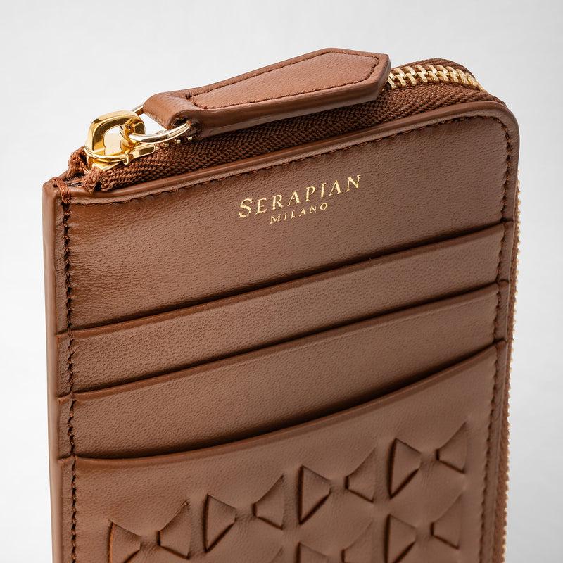 Serapian Zip card case in mosaico tan I Più Venduti