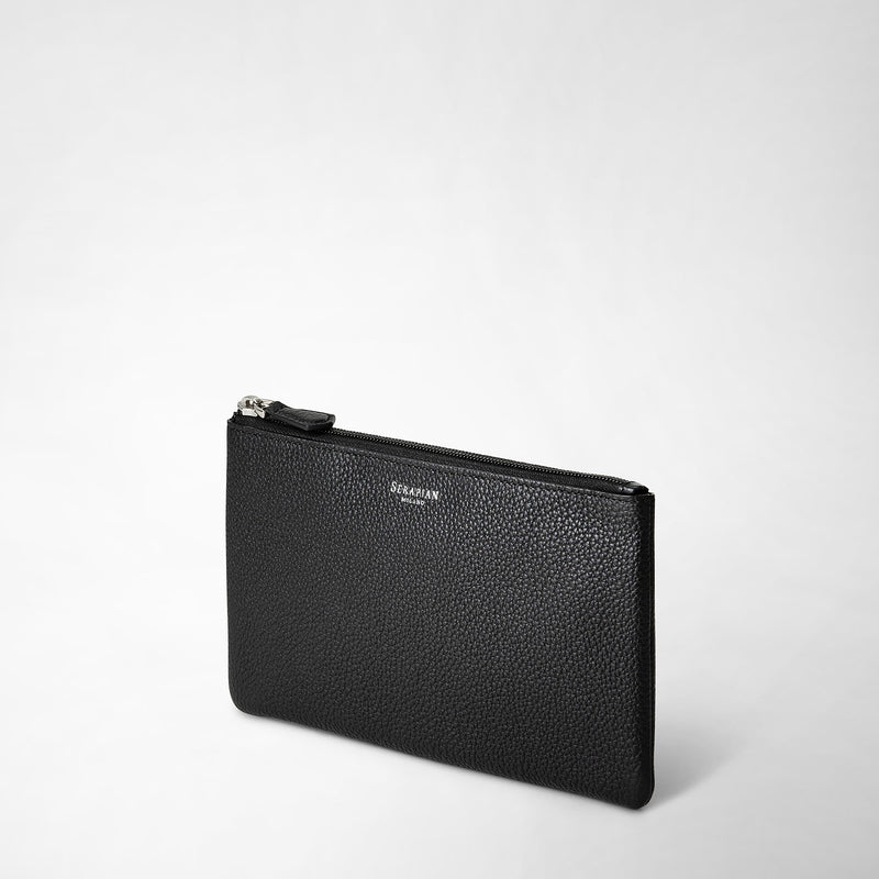 Serapian Pouch with zip in cachemire leather black 2025