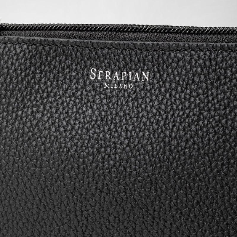 Serapian Pouch with zip in cachemire leather black 2025