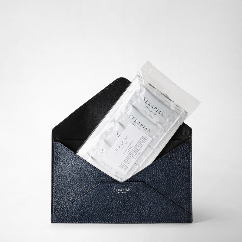 Serapian Pouch in cachemire leather navy blue Soddisfazione Garantita