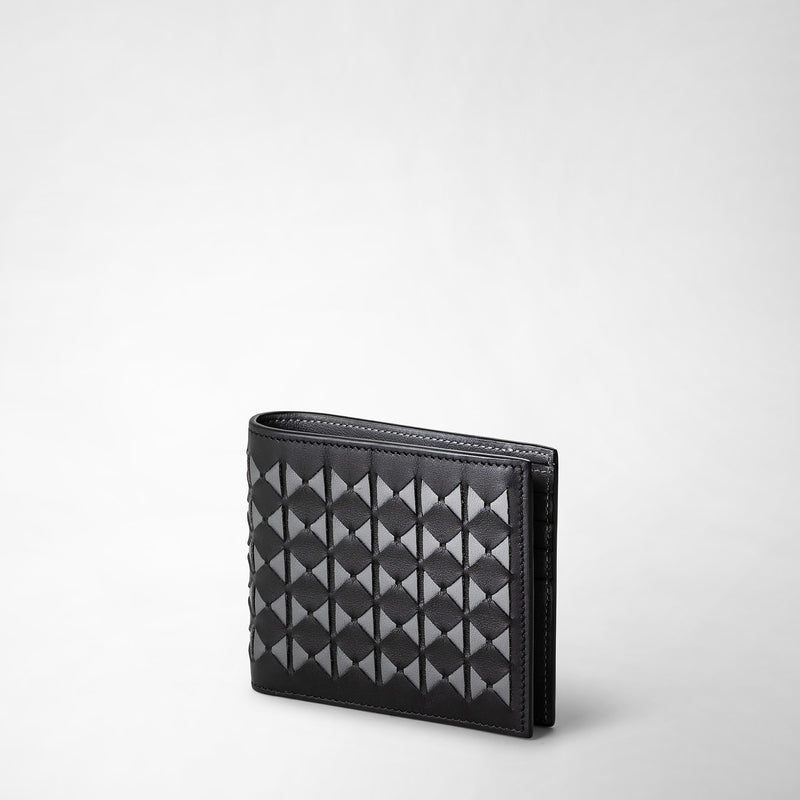 Serapian 8-card billfold in mosaico black and asphalt gray Consegna Veloce