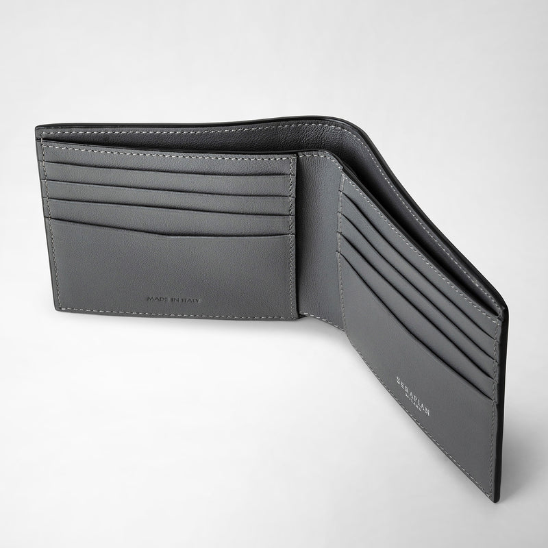 Serapian 8-card billfold in mosaico black and asphalt gray Consegna Veloce
