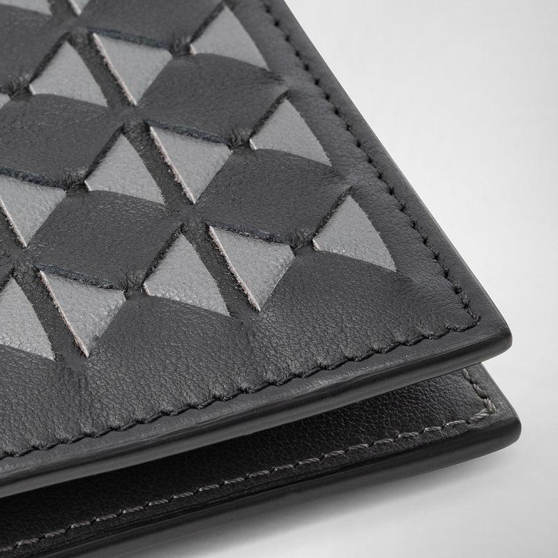 Serapian 8-card billfold in mosaico black and asphalt gray Consegna Veloce