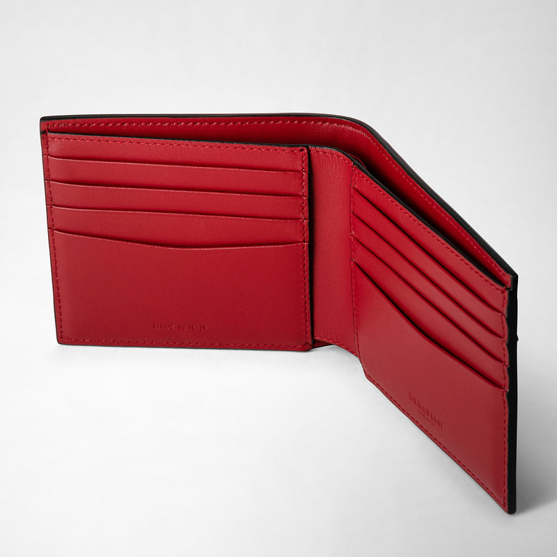 Serapian 8-card billfold in mosaico black and amaranth Promozione Limitata