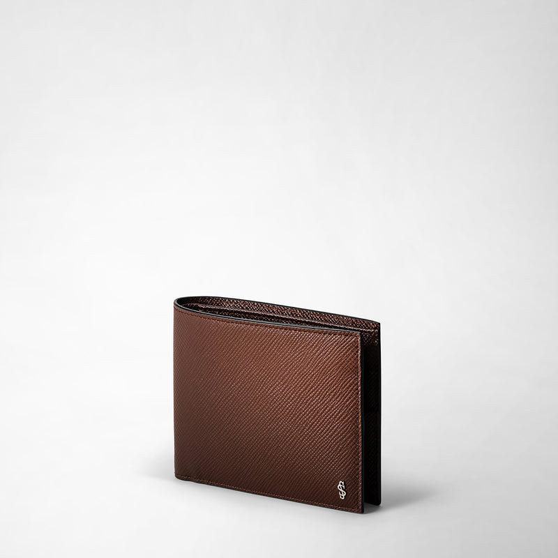 Serapian 8-card billfold wallet in evoluzione leather burgundy Sottocosto