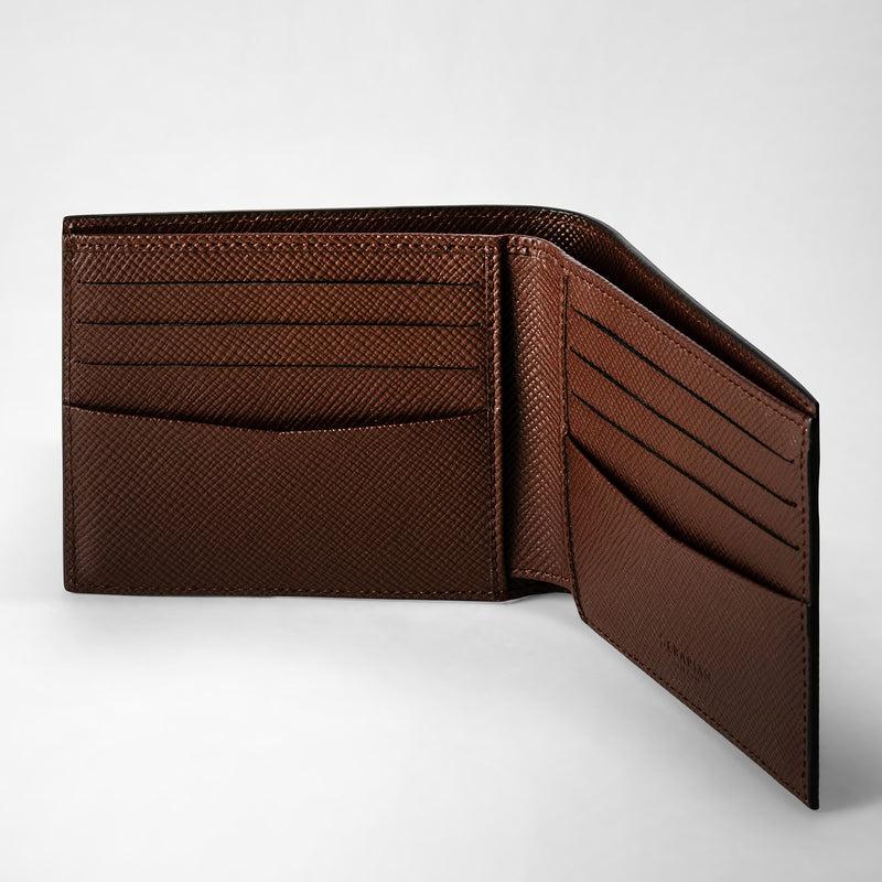 Serapian 8-card billfold wallet in evoluzione leather burgundy Sottocosto