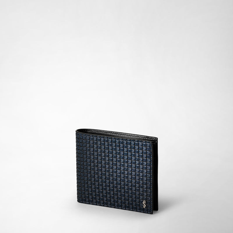Serapian Portafoglio per 8 carte in stepan blu oceano-nero Presa