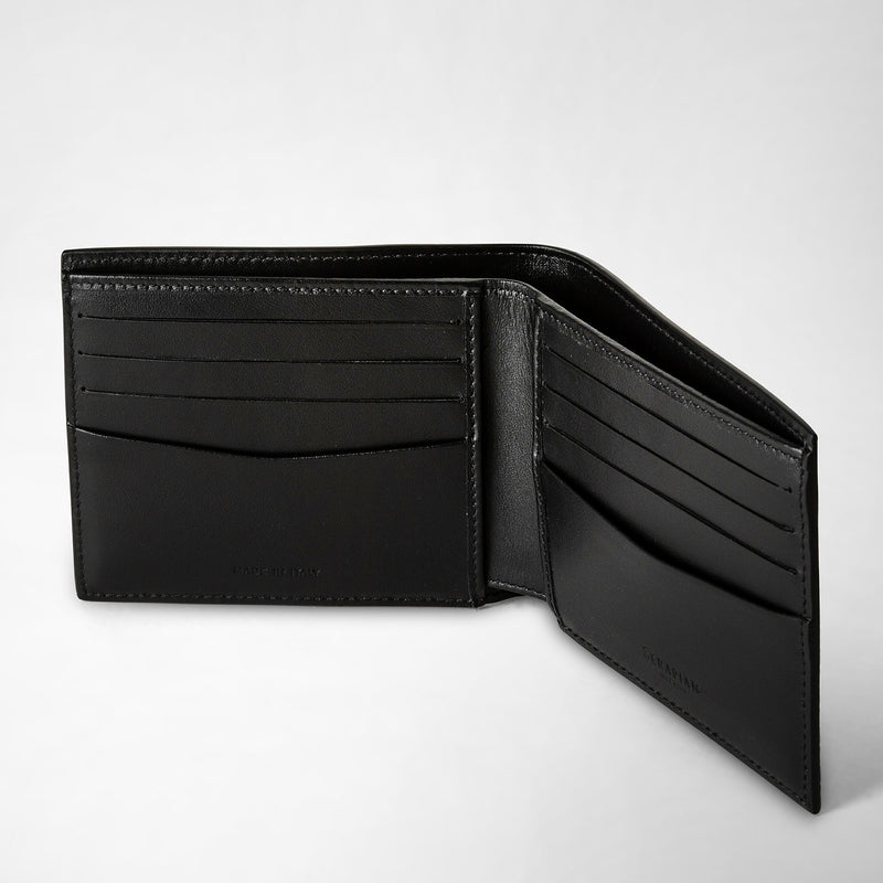 Serapian Portafoglio per 8 carte in stepan blu oceano-nero Presa