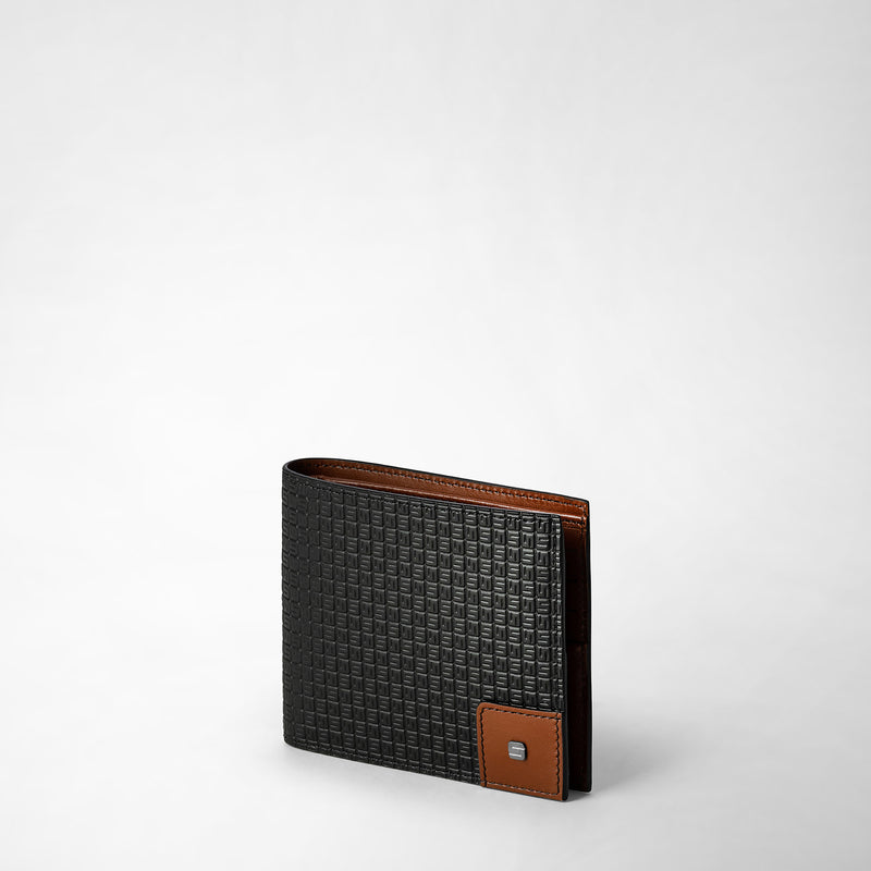 Serapian 8-card billfold wallet in stepan black cuoio Sconto