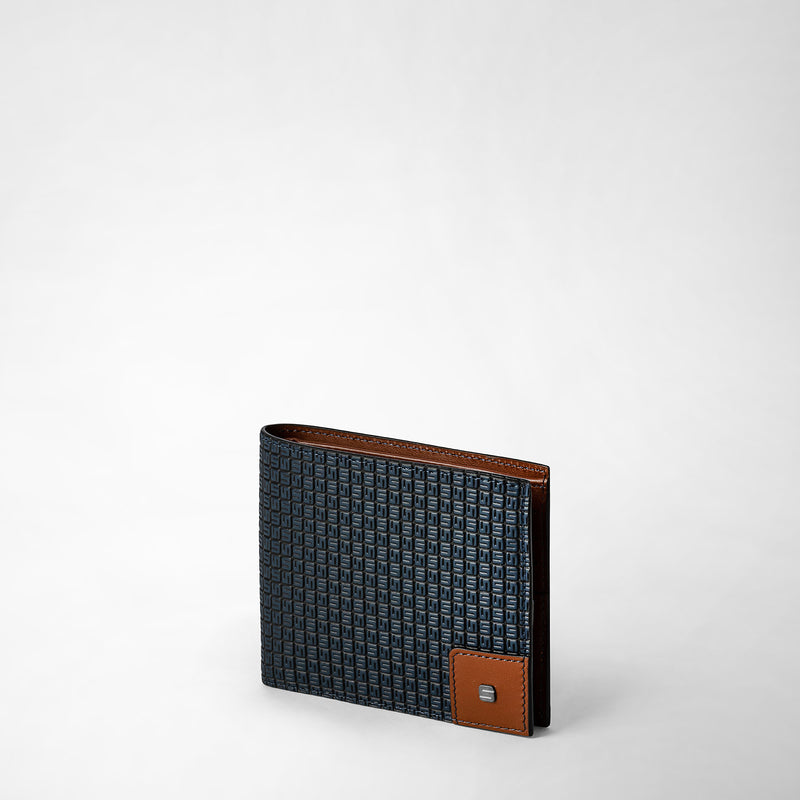 Serapian 8-card billfold wallet in stepan ocean blue-cuoio Offerta