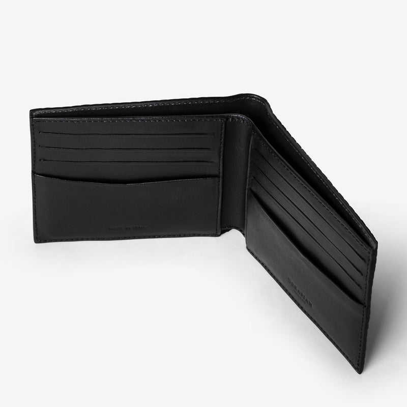 Serapian Portafoglio per 8 carte in stepan nero-nero eclissi Online