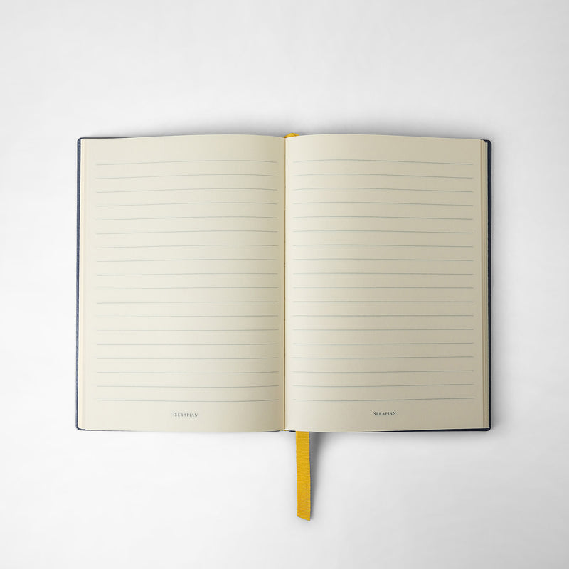 Serapian Notebook in cachemire leather avio blue Vendita Calda