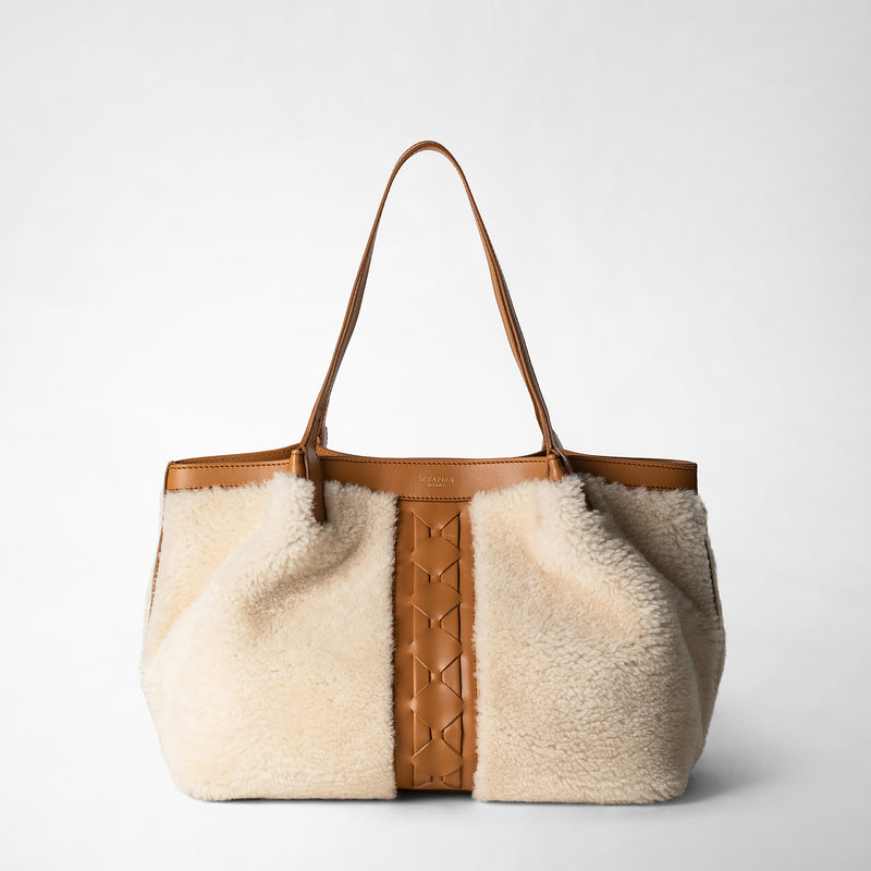 Serapian TOTE BAG SECRET PICCOLA IN SHEARLING In Saldo