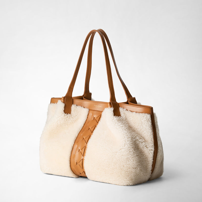 Serapian TOTE BAG SECRET PICCOLA IN SHEARLING In Saldo