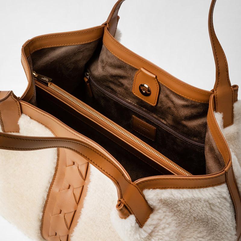 Serapian TOTE BAG SECRET PICCOLA IN SHEARLING In Saldo