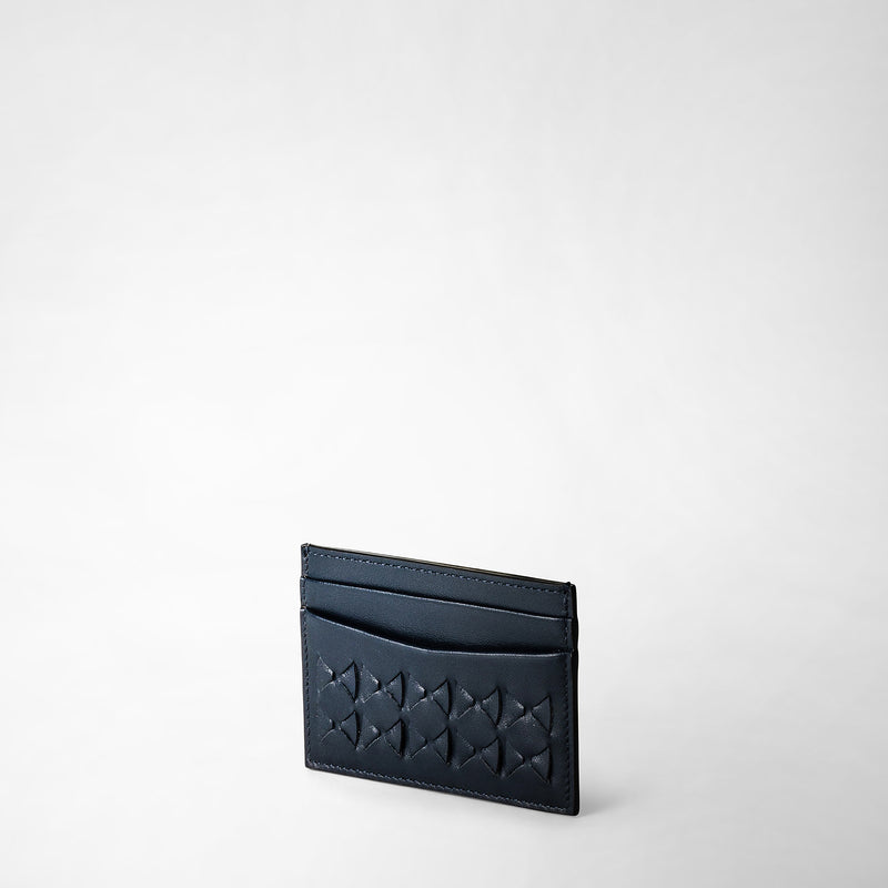 Serapian 4-card holder in mosaico navy blue Nuovo