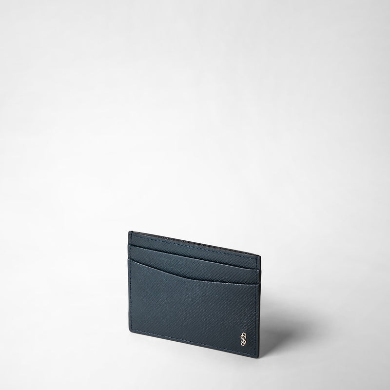 Serapian Portacarte per 4 carte in pelle evoluzione blu navy Consegna Veloce