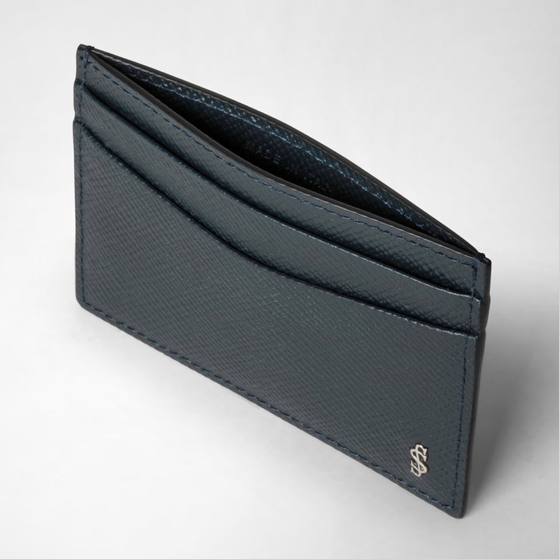 Serapian Portacarte per 4 carte in pelle evoluzione blu navy Consegna Veloce
