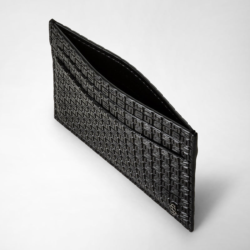 Serapian Portacarte per 4 carte in stepan nero-nero eclissi Shopping Online