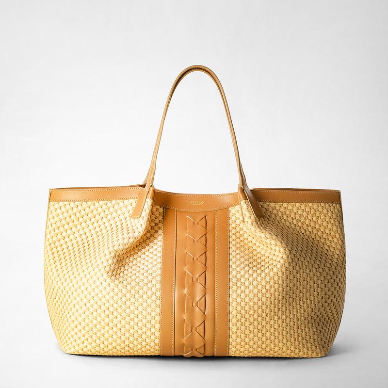 Serapian TOTE BAG SECRET IN RAFIA E PELLE SETA Sottocosto
