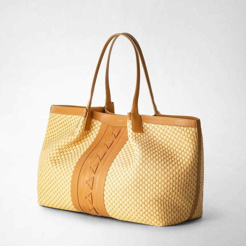 Serapian TOTE BAG SECRET IN RAFIA E PELLE SETA Sottocosto