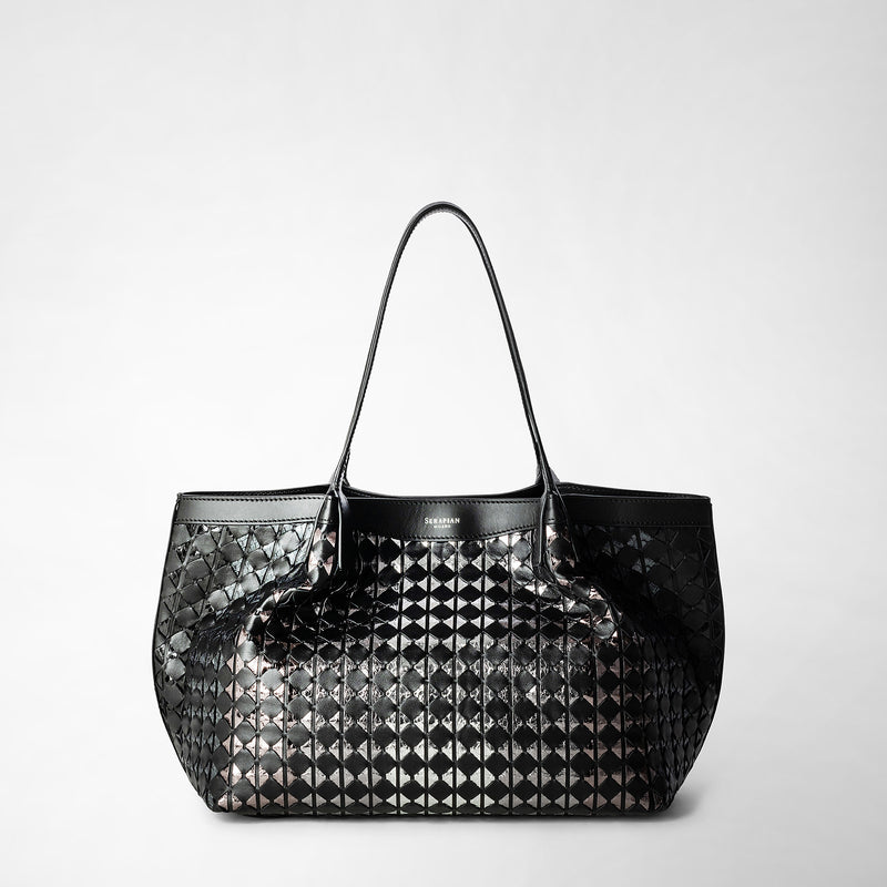 Serapian TOTE BAG SECRET PICCOLA IN MOSAICO ED ELAPHE Presa