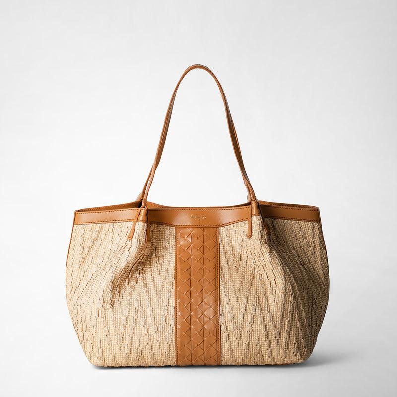 Serapian Tote bag secret piccola in rafia e pelle seta Shopping Online