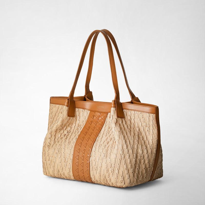 Serapian Tote bag secret piccola in rafia e pelle seta Shopping Online