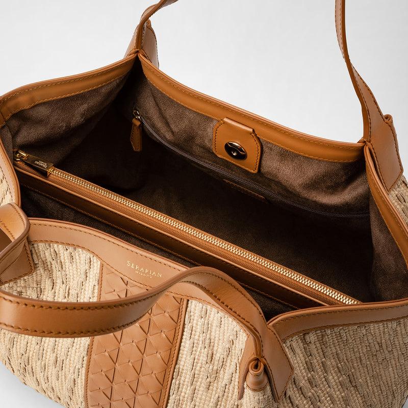 Serapian Tote bag secret piccola in rafia e pelle seta Shopping Online