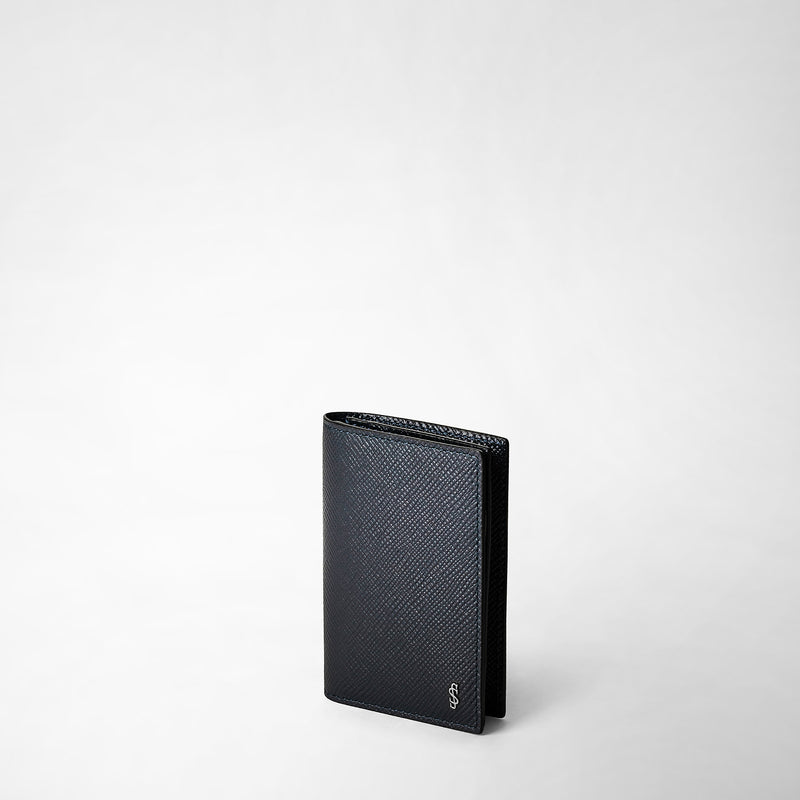 Serapian Business card case in evoluzione leather navy blue Prezzo Ridotto