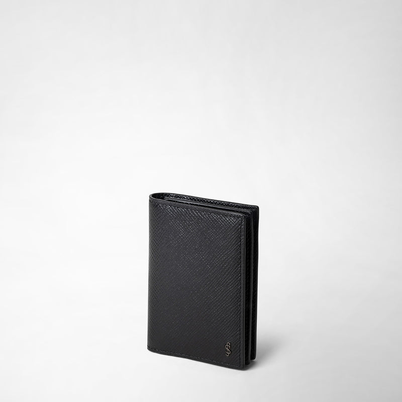 Serapian Business card case in evoluzione leather eclipse black Sottocosto