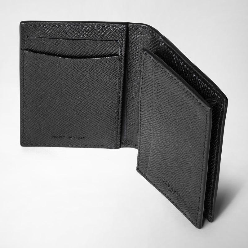 Serapian Business card case in evoluzione leather eclipse black Sottocosto