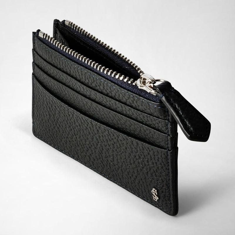 Serapian Zip card case in cachemire leather navy blue Sconto