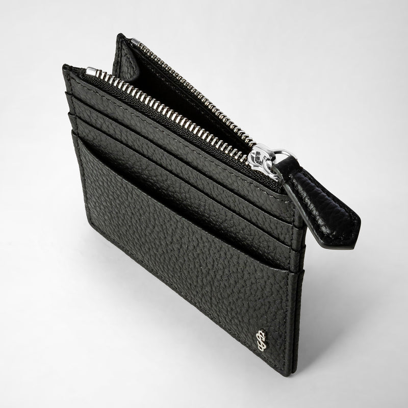 Serapian Zip card case in cachemire leather black Offerta