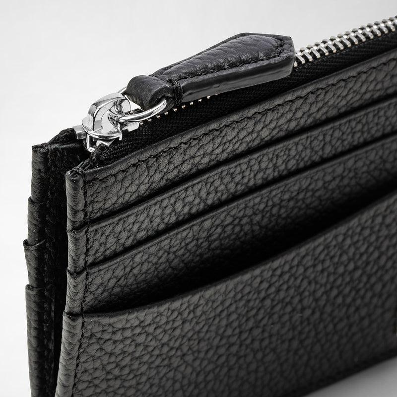 Serapian Zip card case in cachemire leather black Offerta