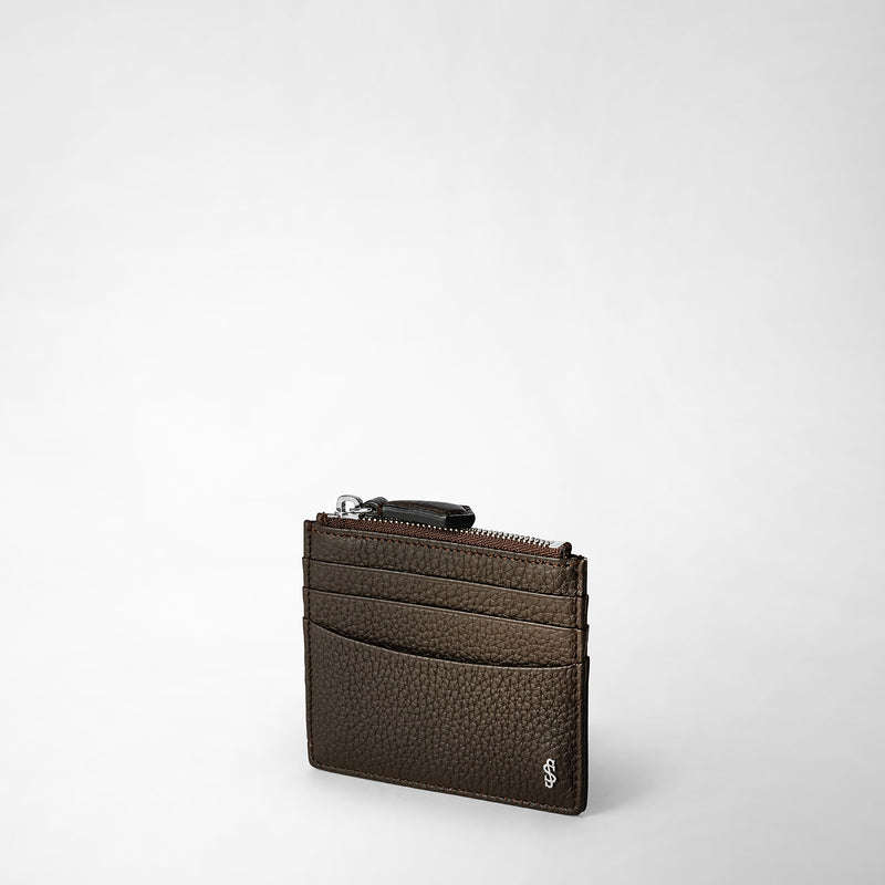 Serapian Zip card case in cachemire leather espresso Online