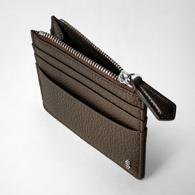 Serapian Zip card case in cachemire leather espresso Online