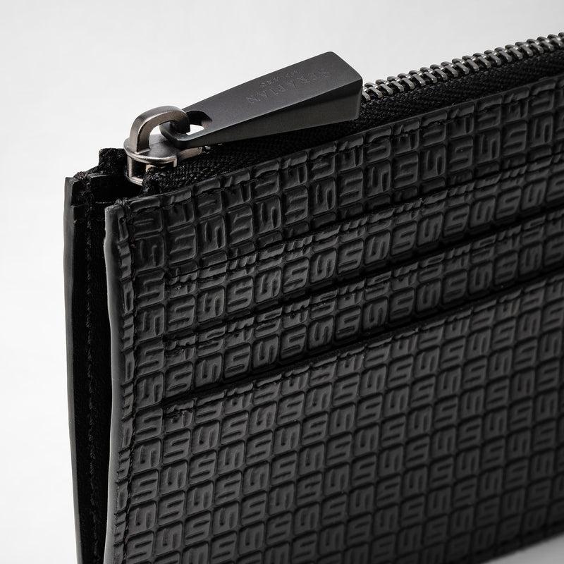 Serapian Zip card case in stepan black-black eclipse Outlet