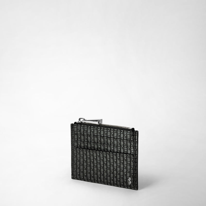 Serapian Zip card case in stepan asphalt black In Vendita