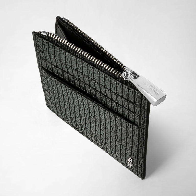 Serapian Zip card case in stepan asphalt black In Vendita