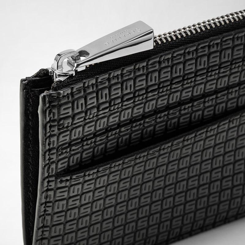 Serapian Zip card case in stepan asphalt black In Vendita