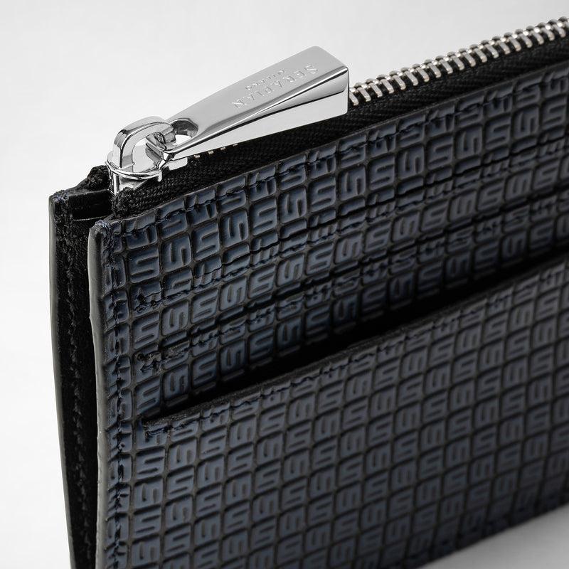 Serapian Zip card case in stepan ocean blue and black Saldi