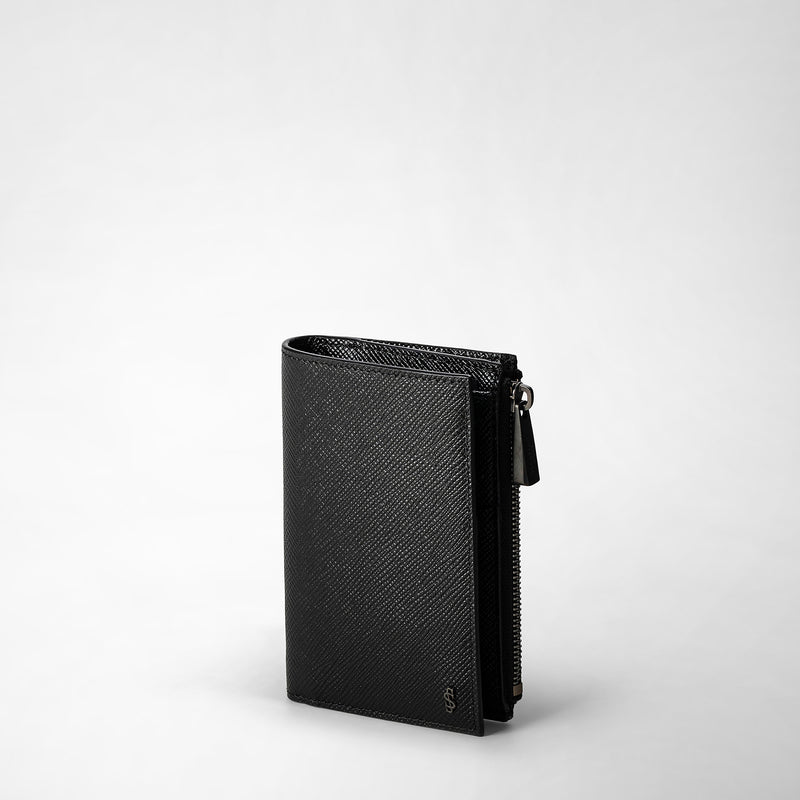 Serapian Vertical billfold zip evoluzione leather black eclipse Moda