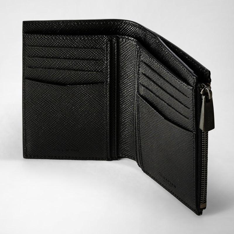 Serapian Vertical billfold zip evoluzione leather black eclipse Moda