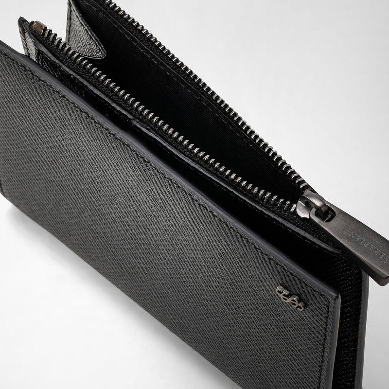 Serapian Vertical billfold zip evoluzione leather black eclipse Moda