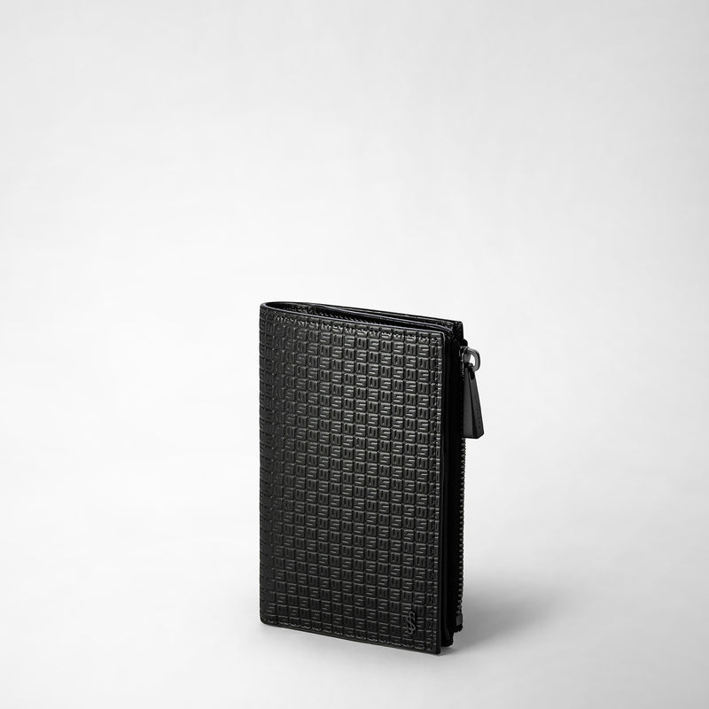 Serapian Vertical billfold with zip in stepan black black eclipse 2025