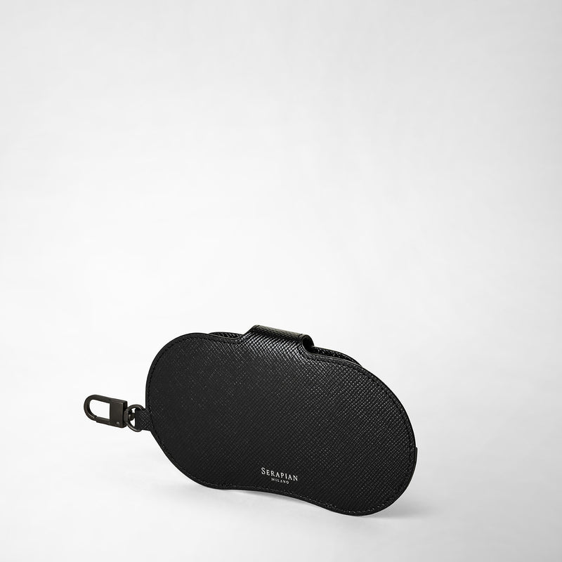 Serapian Glasses holder in evoluzione leather eclipse black 2025