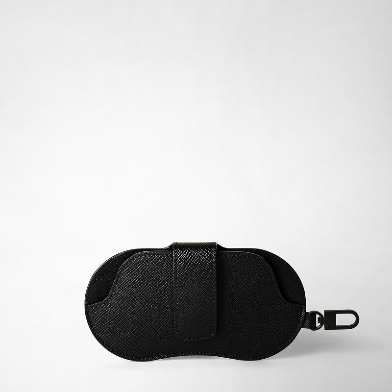 Serapian Glasses holder in evoluzione leather eclipse black 2025
