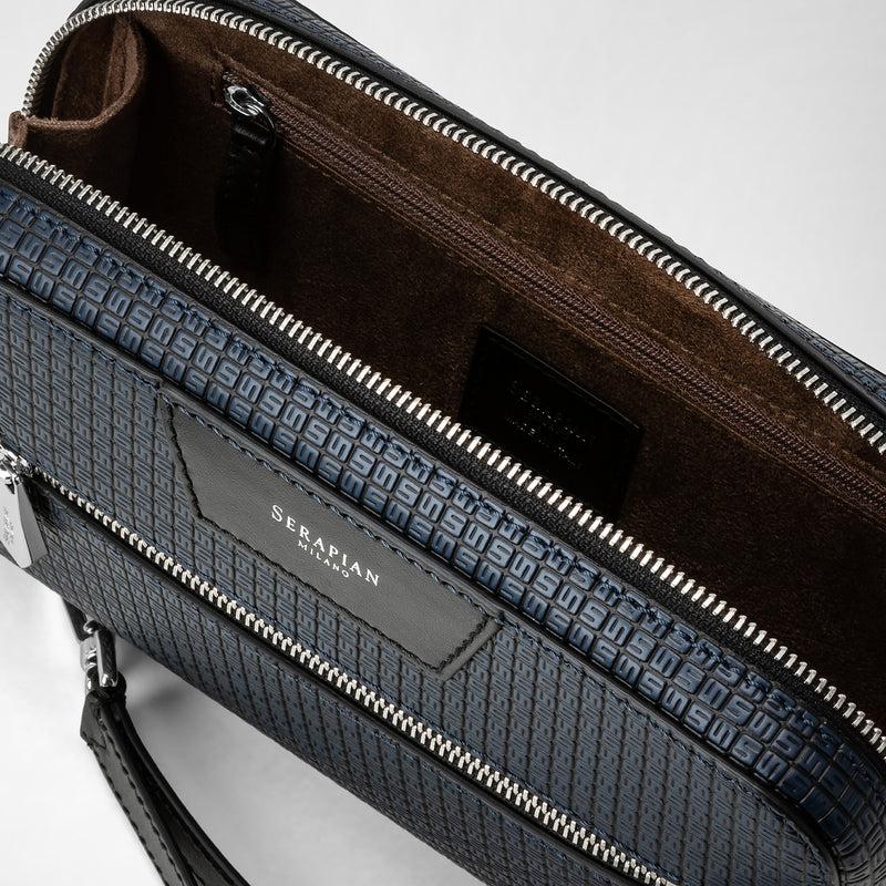 Serapian Pochette in stepan blu oceano-nero Pezzi Unici