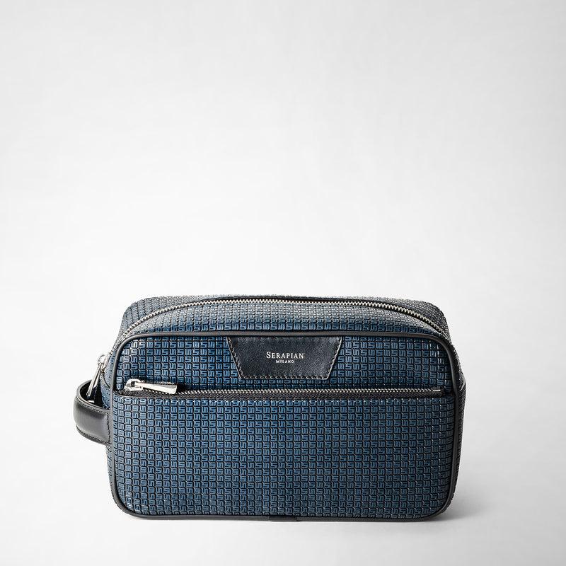 Serapian Trousse da bagno in stepan blu oceano-nero Acquista Ora